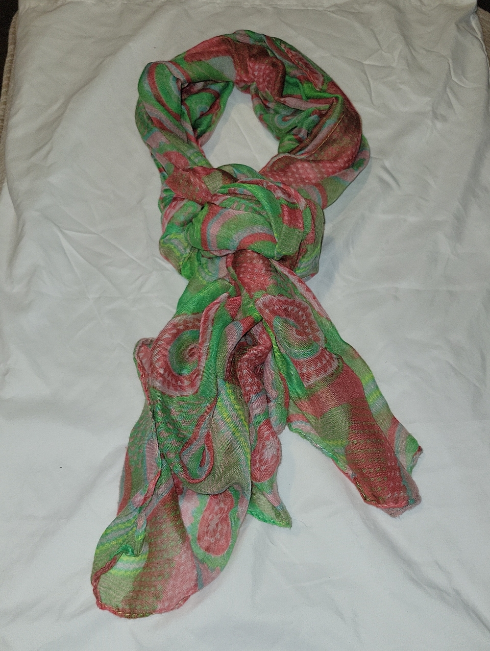 Lightweight Green and Pink Patterned Women's Scarf
